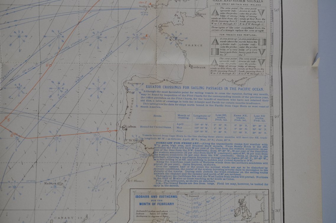 National Geographic Pilot Chart of the North Atlantic 1903, photo 9 of 17