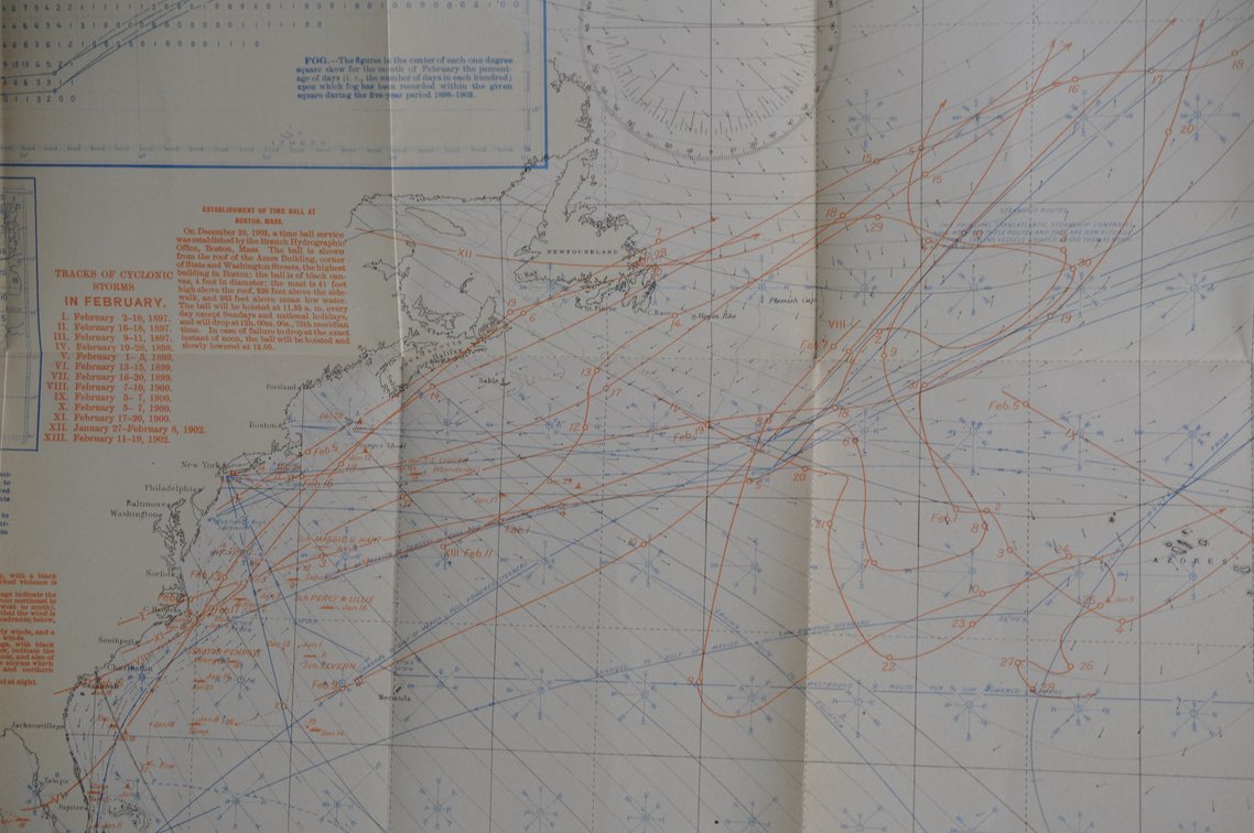 National Geographic Pilot Chart of the North Atlantic 1903, photo 10 of 17