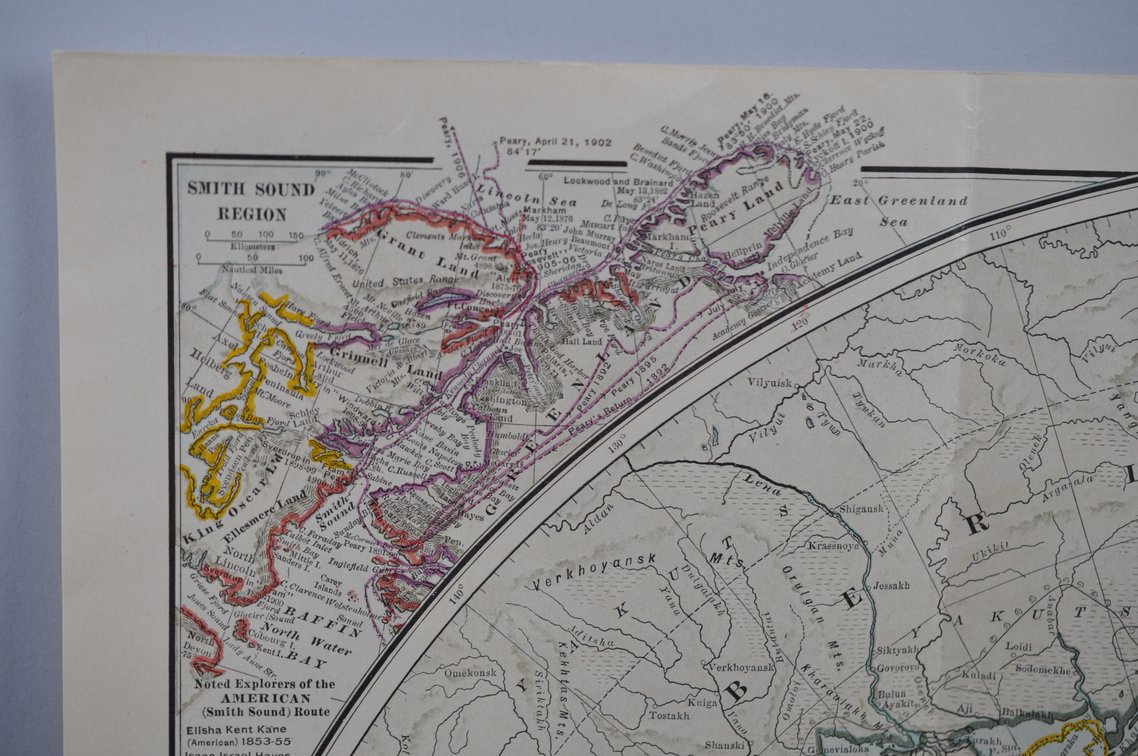National Geographic Map of North Pole Regions 1907, photo 6 of 13