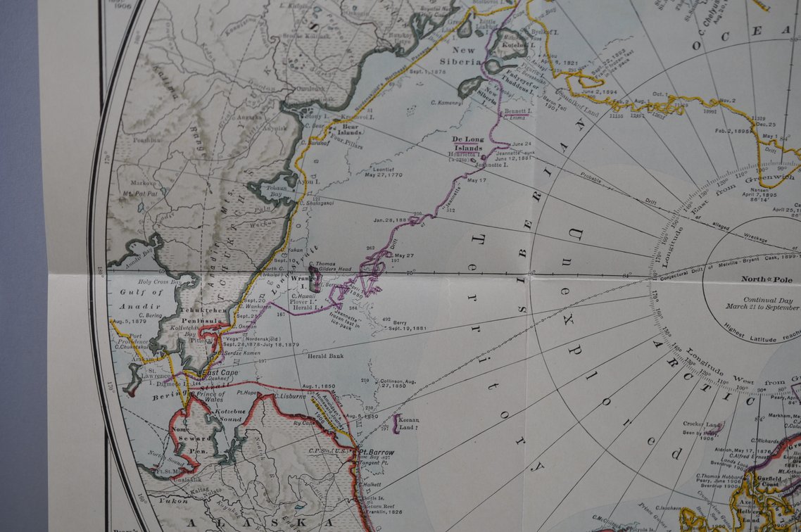 National Geographic Map of North Pole Regions 1907, photo 7 of 13