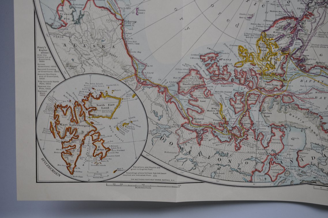 National Geographic Map of North Pole Regions 1907, photo 8 of 13