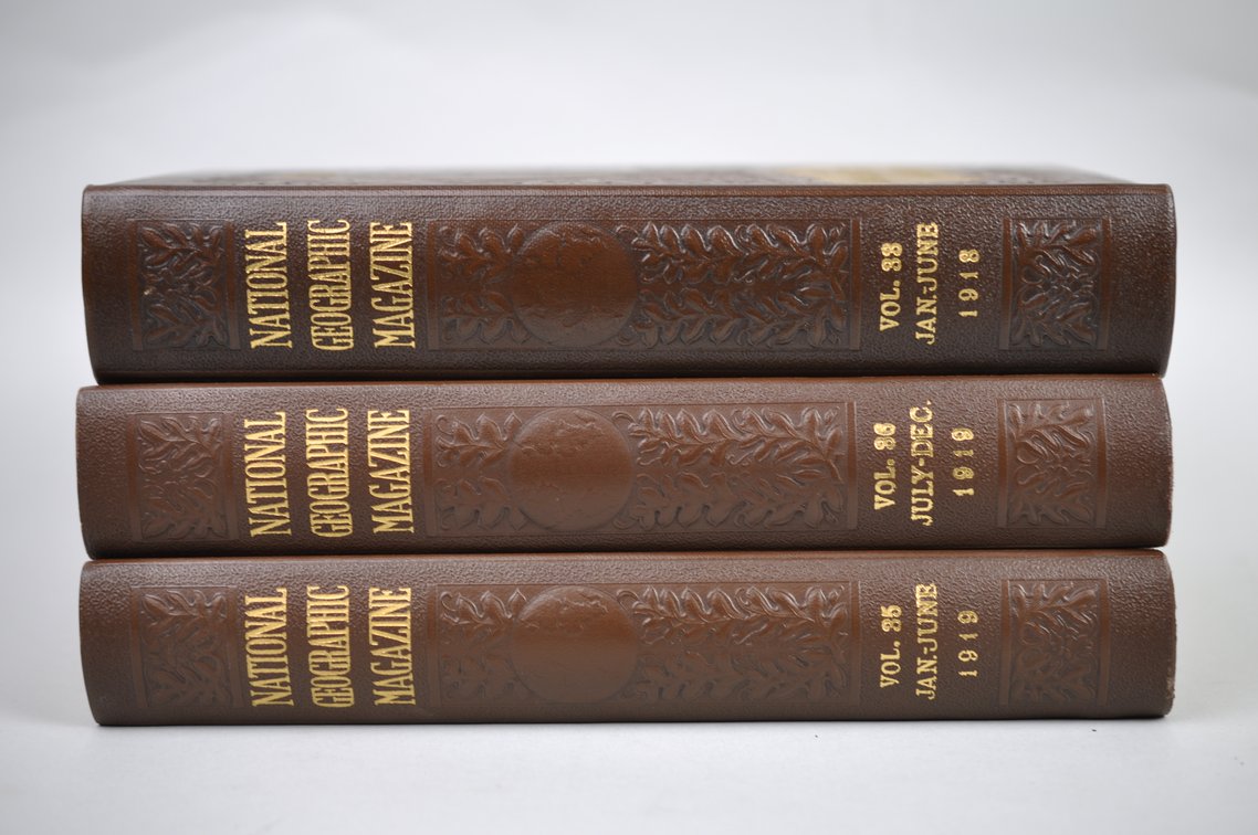 Vol. 31-36 National Geographic 1917-1919 Brown Leather Bound, photo 2 of 11