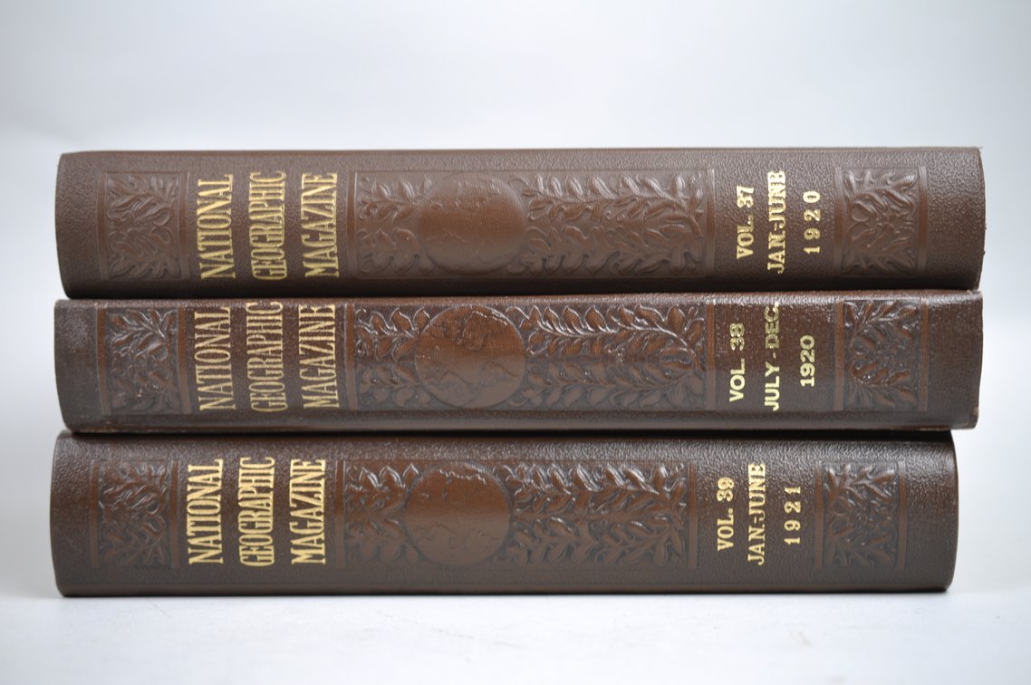 Vol. 37-42 National Geographic 1920-1922 Brown Leather Bound, photo 3 of 11