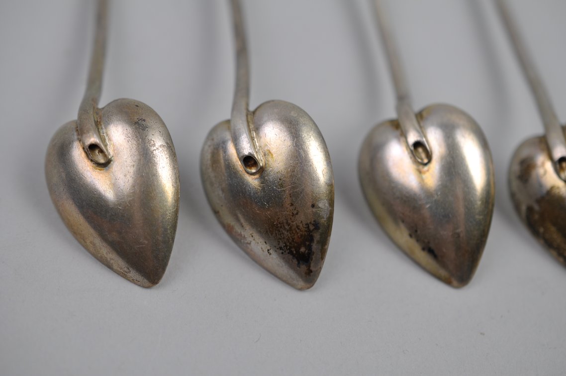 Sterling Silver Heart Straws Stirrer Spoons, photo 9 of 12