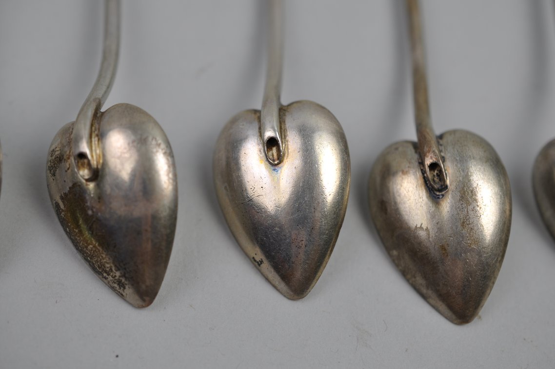 Sterling Silver Heart Straws Stirrer Spoons, photo 10 of 12