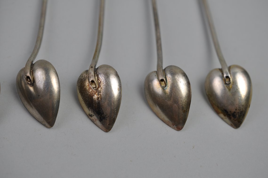 Sterling Silver Heart Straws Stirrer Spoons, photo 11 of 12