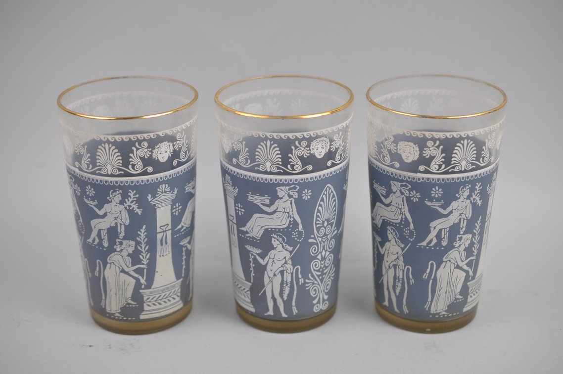 Jeanette Glass Hellenic Corinthian Blue Cups