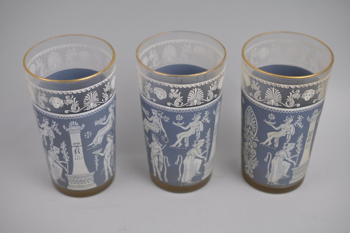 Jeanette Glass Hellenic Corinthian Blue Cups