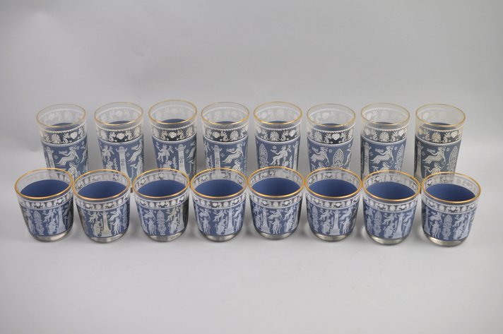 Jeanette Glass Hellenic Corinthian Blue Cups