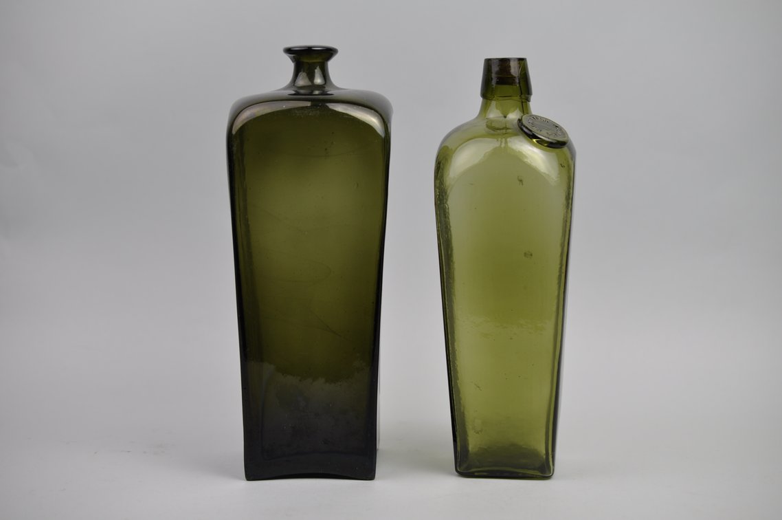 Green Square Glass Gin Bottles, photo 2 of 17