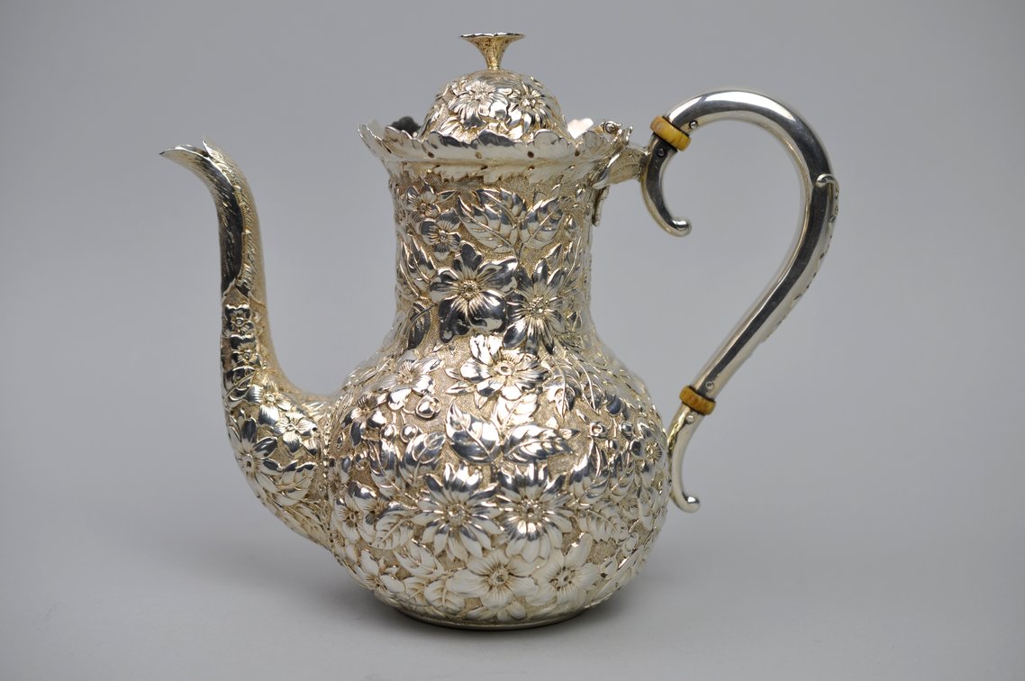 Sterling Silver Repousse' Tea Pot, photo 3 of 14