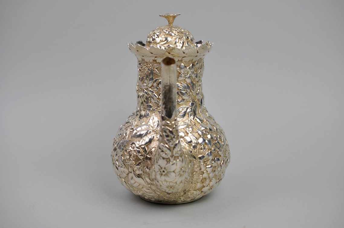 Sterling Silver Repousse' Tea Pot, photo 2 of 14