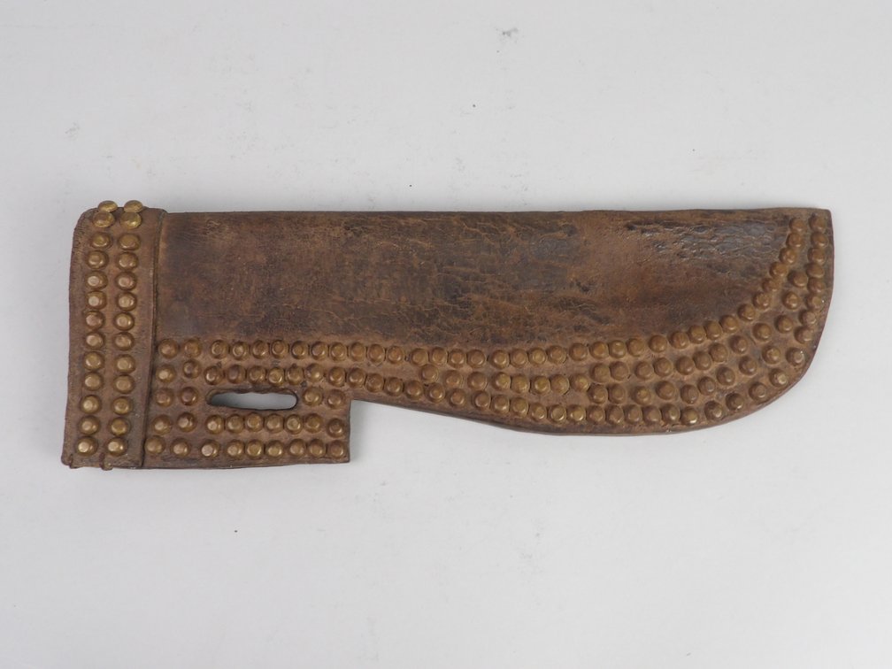 Attributed Blackfoot / Northern Plains Trade Knife with Brass Tacked Leather Sheath, photo 10 of 10