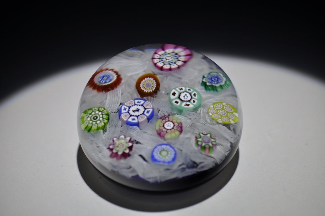 Perthshire 1974 Latticinio Paperweight