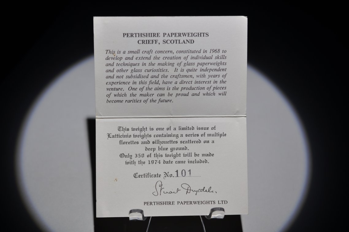 Perthshire 1974 Latticinio Paperweight, photo 9 of 9