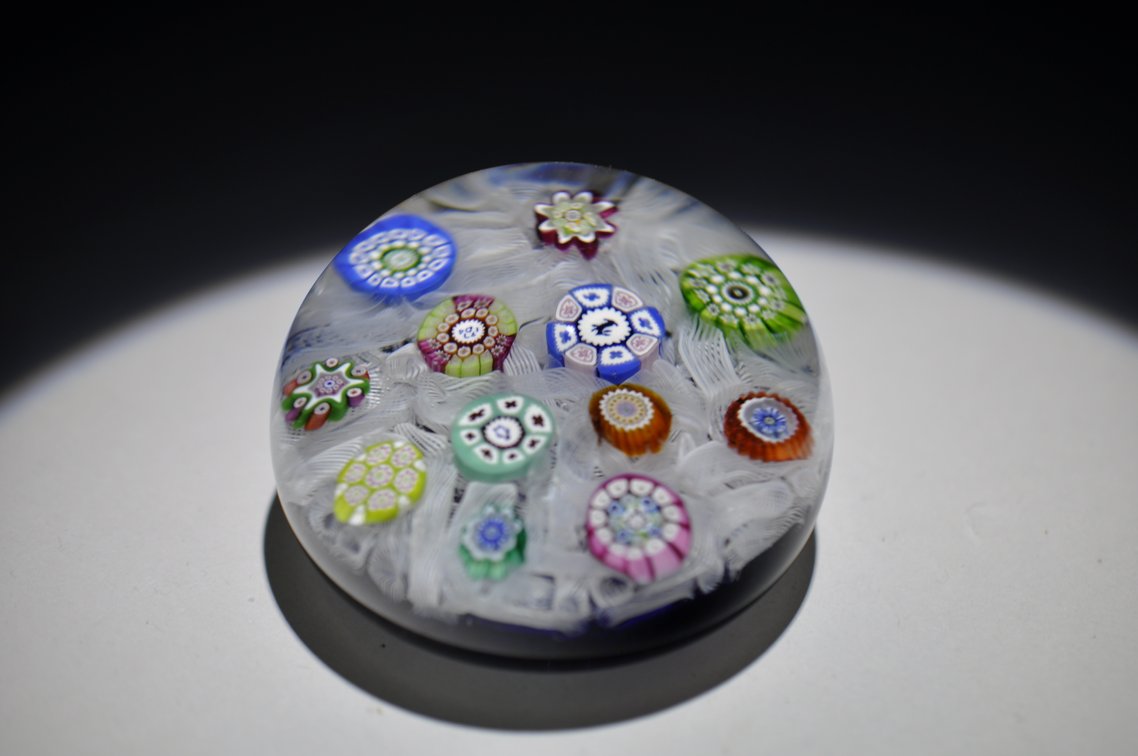 Perthshire 1974 Latticinio Paperweight