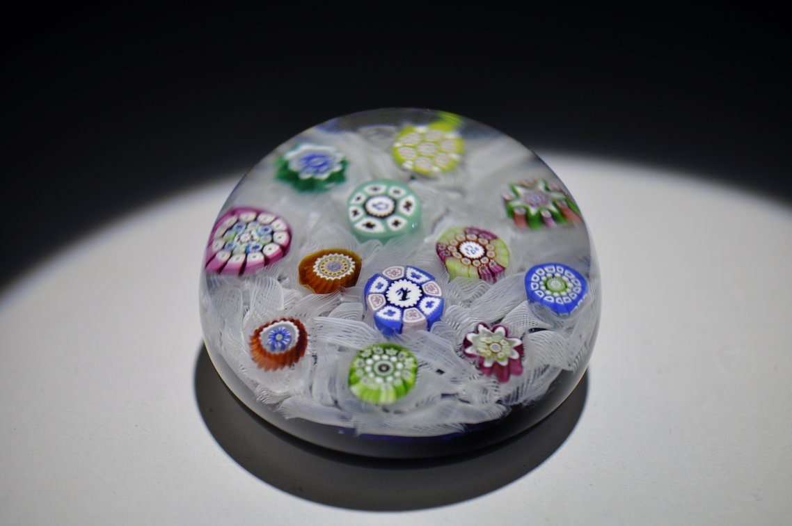 Perthshire 1974 Latticinio Paperweight