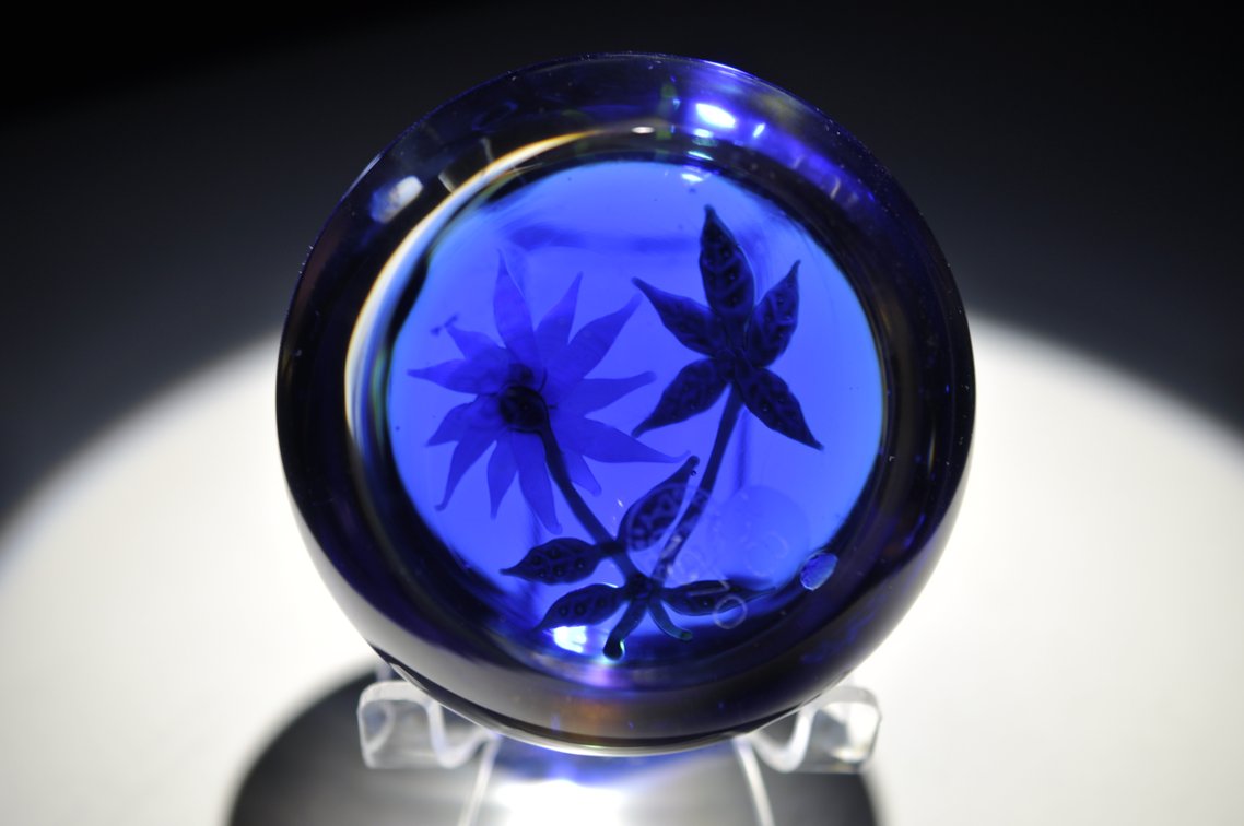 Baccarat 1970 Blue Floral Weight