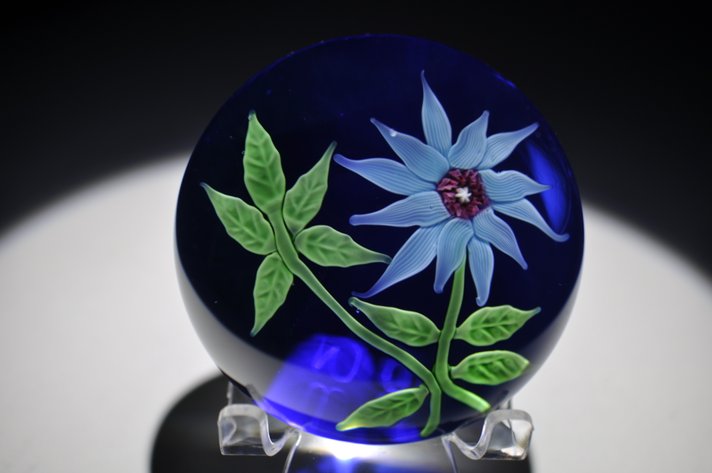 Baccarat 1970 Blue Floral Weight