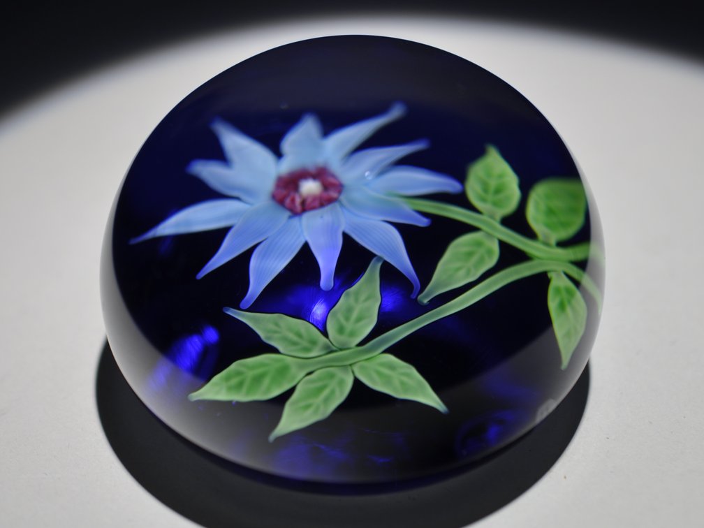 Baccarat 1970 Blue Floral Weight, photo 9 of 10