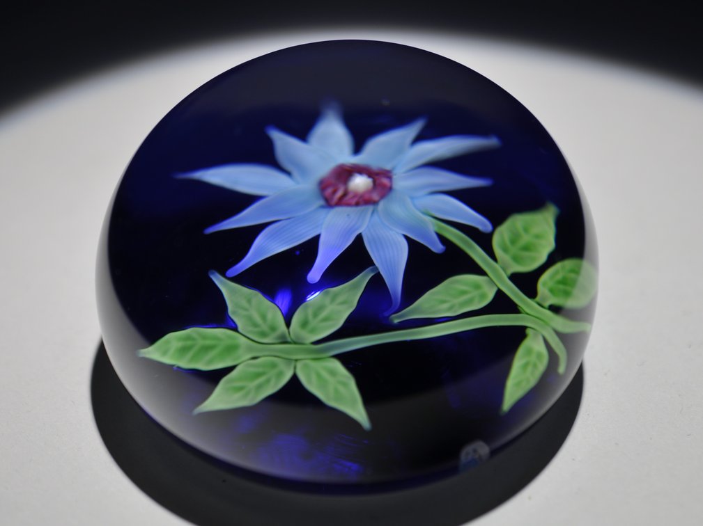 Baccarat 1970 Blue Floral Weight, photo 10 of 10