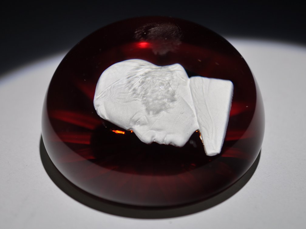 Ruby Red Sulphide Cameo Paperweight