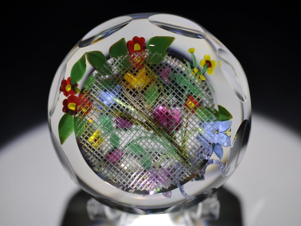 Faceted Floral Lampwork Paperweight