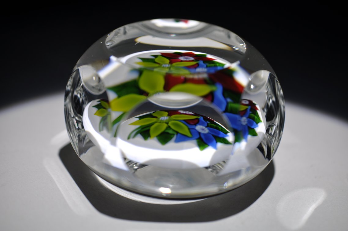 St. Louis 1975 Faceted Floral Paperweight