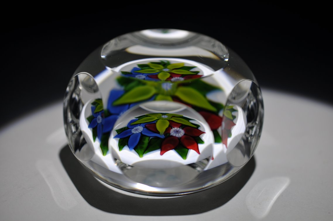 St. Louis 1975 Faceted Floral Paperweight