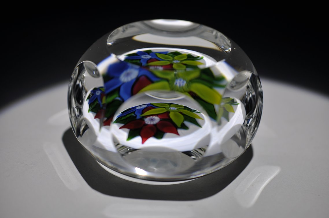 St. Louis 1975 Faceted Floral Paperweight