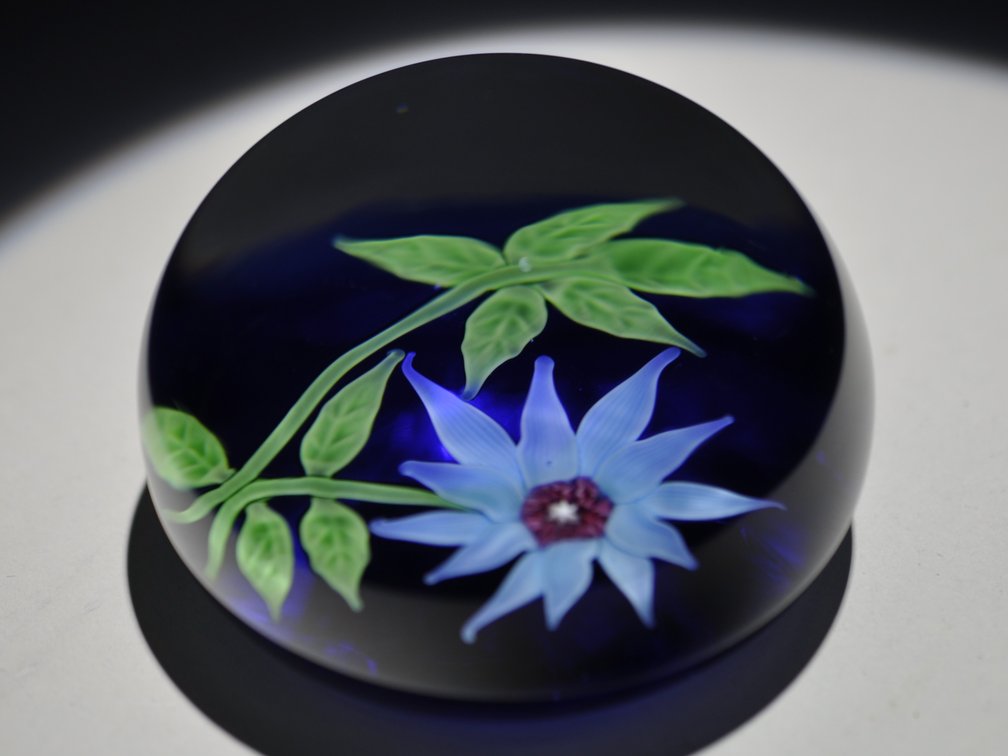Baccarat 1970 Blue Floral Weight