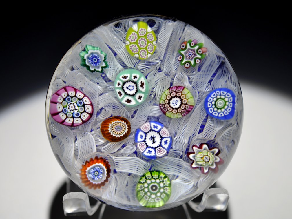 Perthshire 1974 Latticinio Paperweight