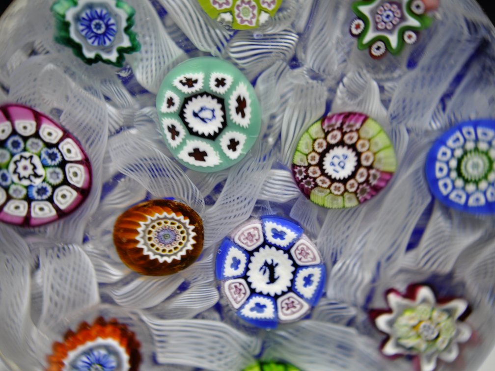 Perthshire 1974 Latticinio Paperweight