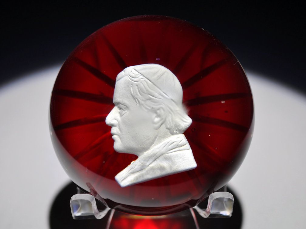 Ruby Red Sulphide Cameo Paperweight