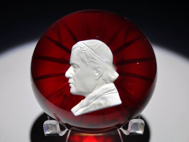 Ruby Red Sulphide Cameo Paperweight
