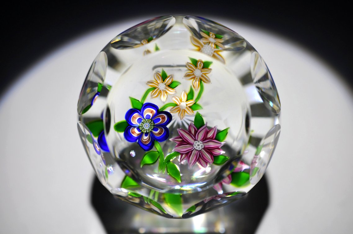 Perthshire Faceted Floral Paperweight