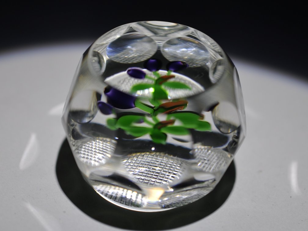 Faceted Purple Floral Paperweight