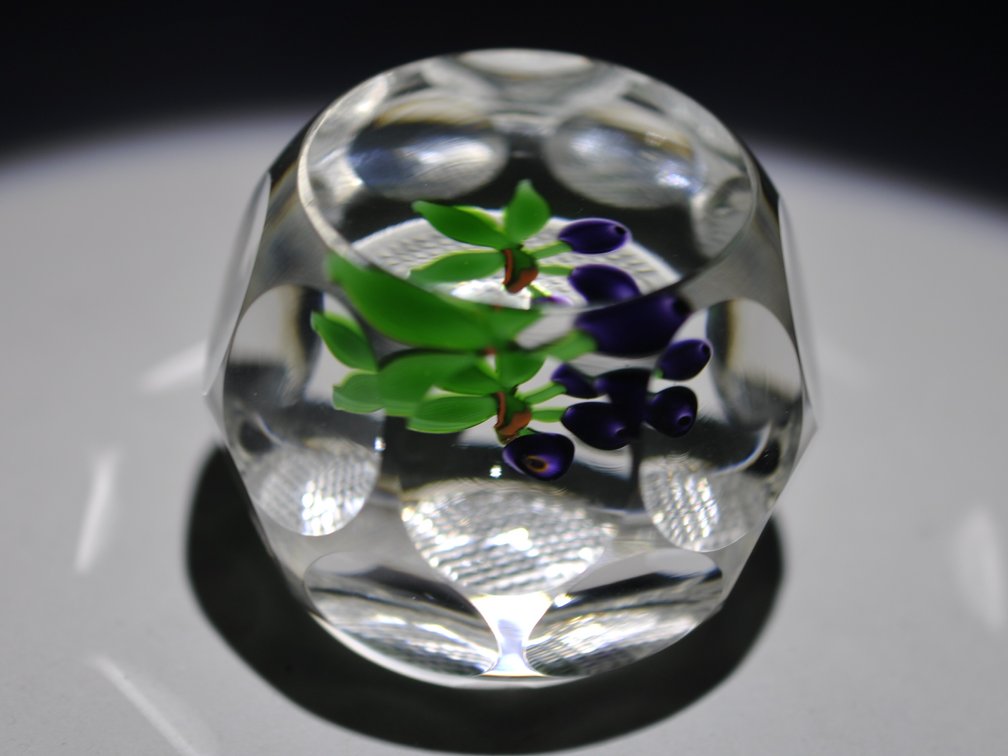 Faceted Purple Floral Paperweight