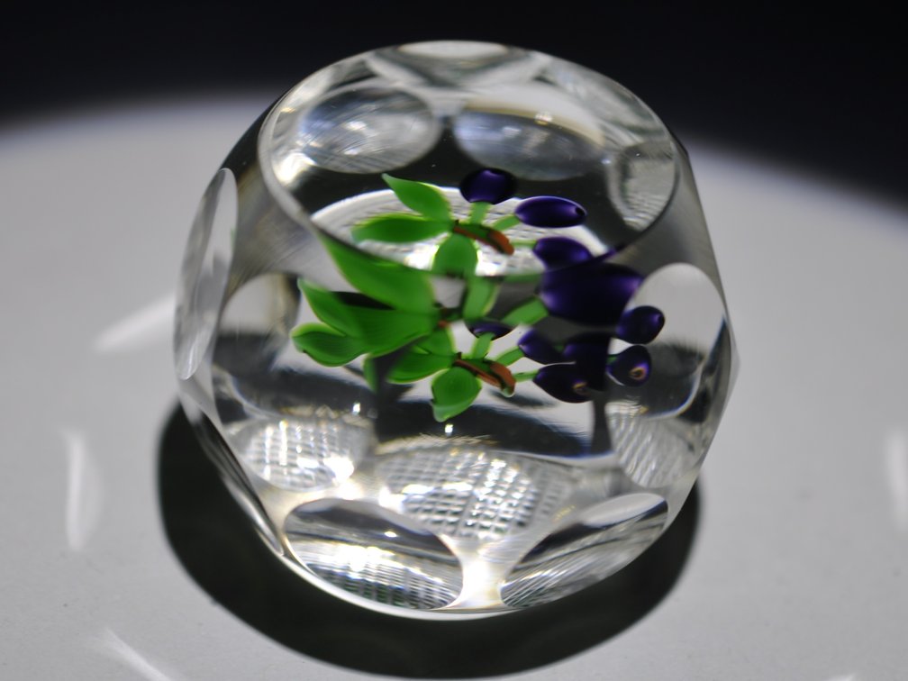 Faceted Purple Floral Paperweight
