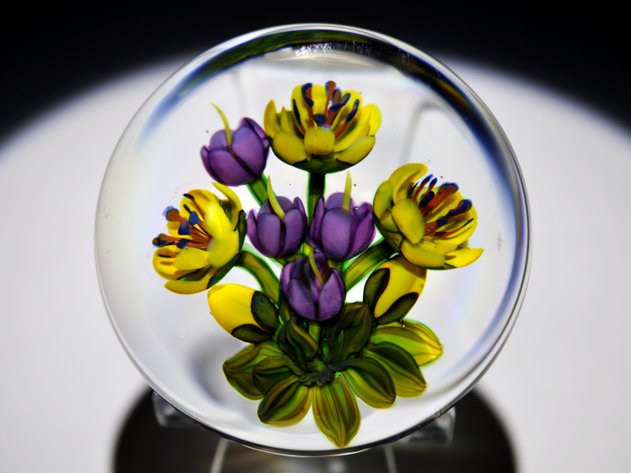 Ken Rosenfeld 1987 Floral Paperweight