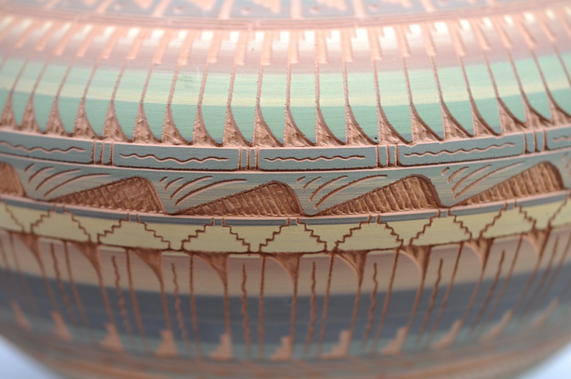 Navajo Pottery Vases w/ Ornate Carvings, photo 7 of 12