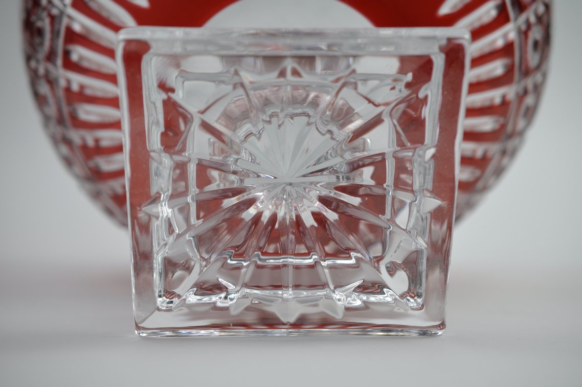 Bohemian Red Cut Crystal Pedestal Bowl, photo 6 of 6