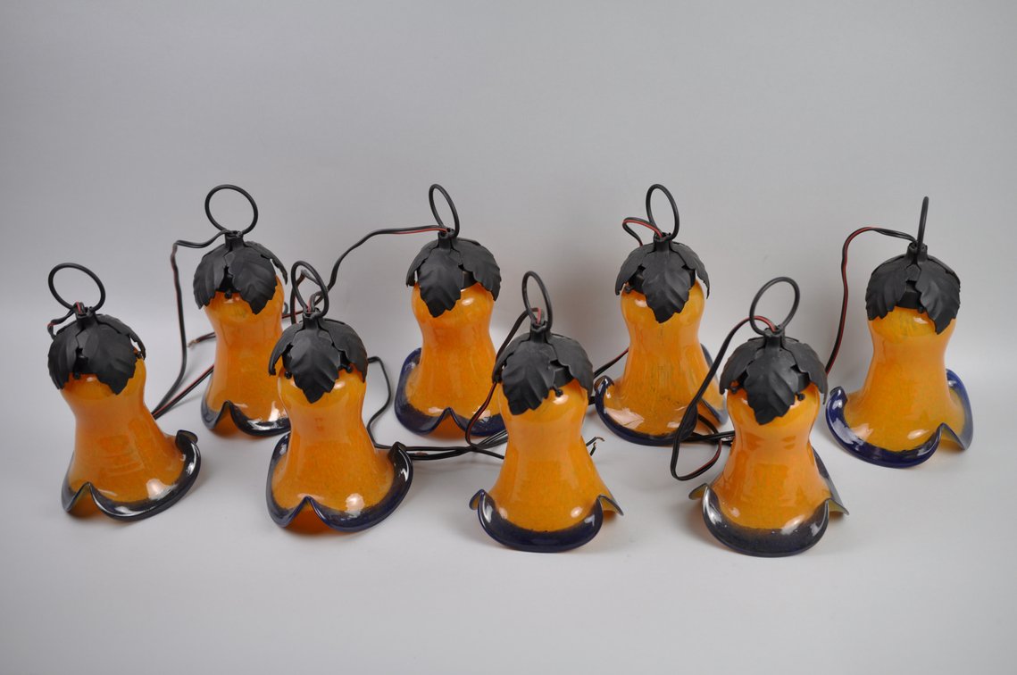 Art Deco Iron Floor Lamps w/ Orange Glass, photo 22 of 34