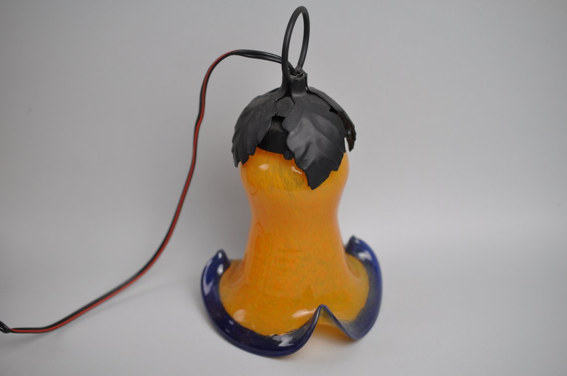 Art Deco Iron Floor Lamps w/ Orange Glass, photo 23 of 34