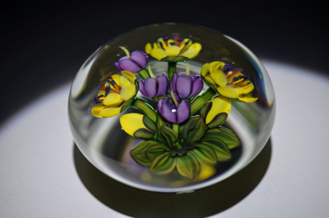 Ken Rosenfeld 1987 Floral Paperweight