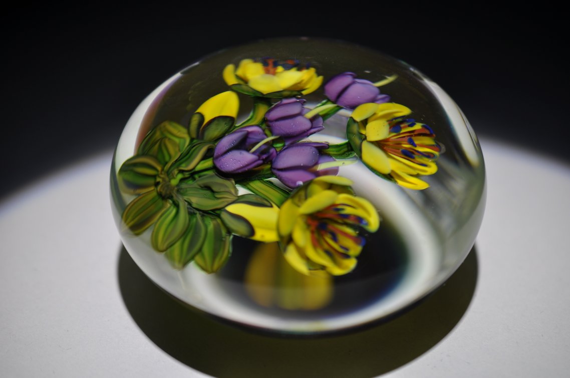 Ken Rosenfeld 1987 Floral Paperweight