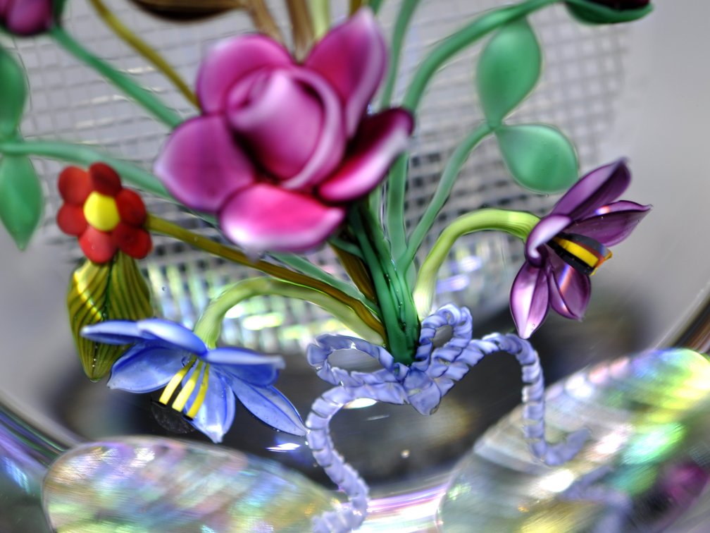 Faceted Floral Lampwork Paperweight