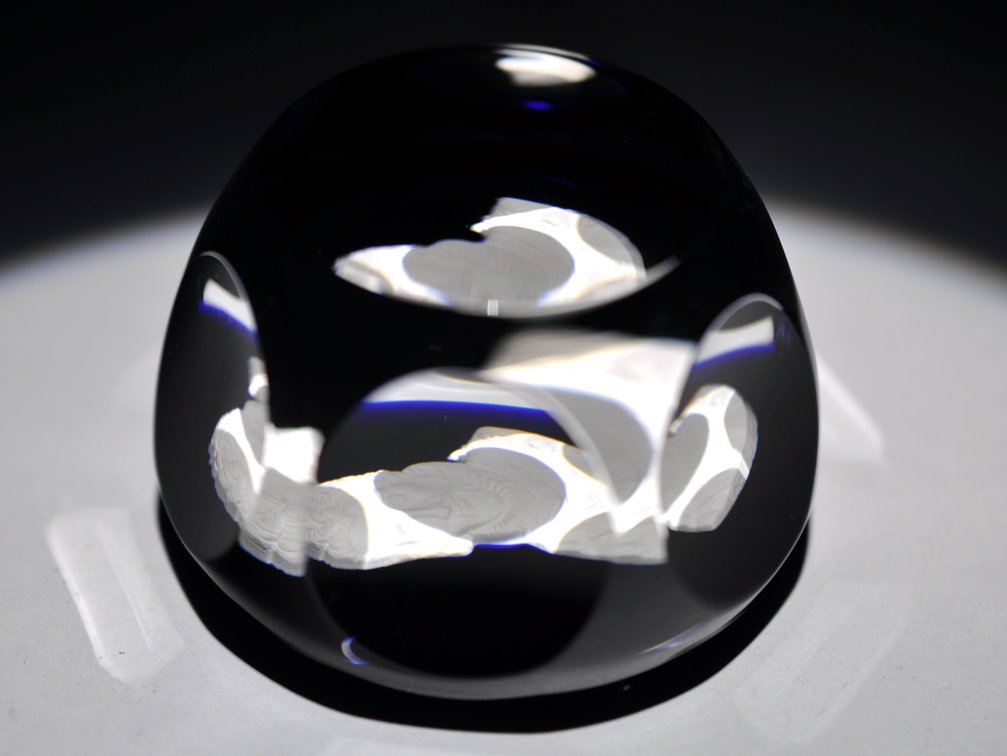 Cristal d'Albret  Columbus Sulphide Overlay Paperweight