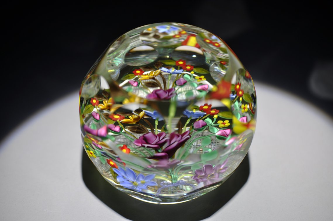 Faceted Floral Lampwork Paperweight