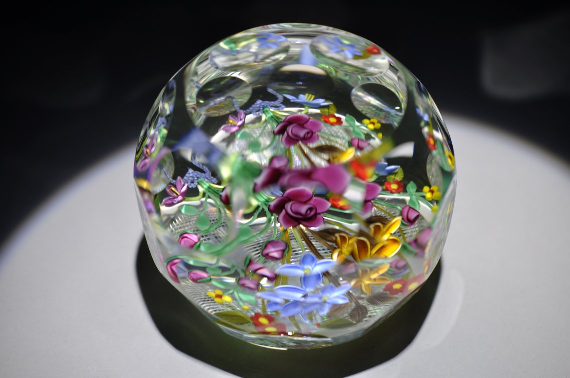 Faceted Floral Lampwork Paperweight